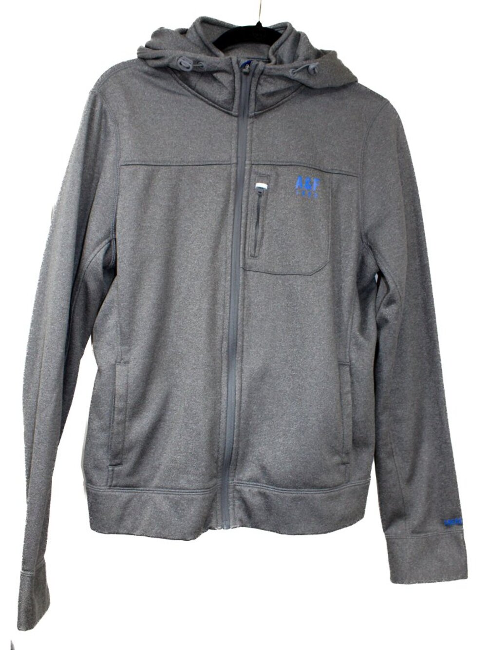 Abercrombie & Fitch Mens ACTIVE Medium Gray Hoodie Sweatshirt Fleece Zip A&F